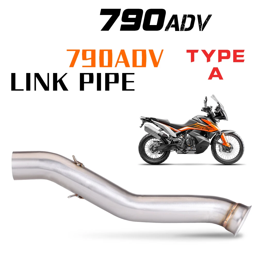 For 790 ADV motorcycle exhaust modified mid-section slip-on middle link pipe with carbon cover