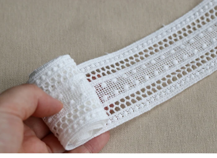 Width:5cm (2 inch) Cute Dot Design Cotton Lace for Garment Sewing Lace Trims Trimmings Embroidery Lace(ss-6615)