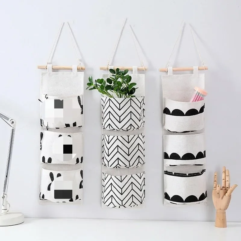 3 Grids Wall Hanging Organizer Bag Waterproof Phone Keys Storage Bag Sundries Bag Home Closet Wall Organizer Hanging Storage