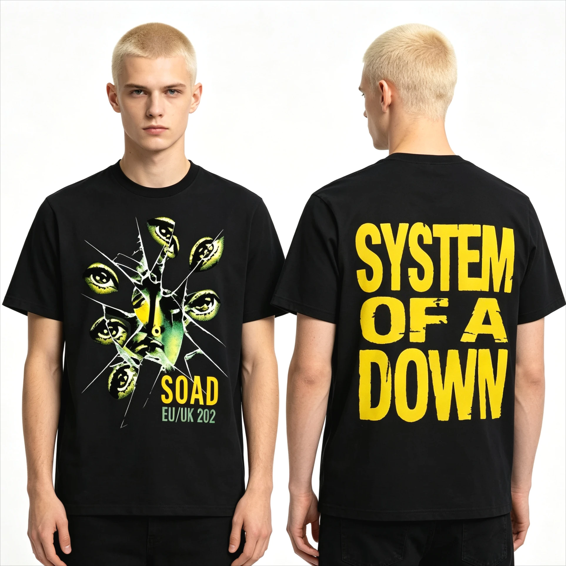Hot Sale Rock Band System of A Down Soad Cat Eyes EU 2026 Tour T Shirt Unisex Hip Hop T Shirts Harajuku Gothic Round T-shirt