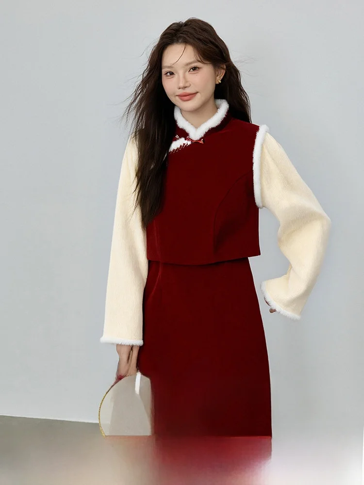 

Новое осеннее женское платье больших размеров с высокой талией, А-силуэта, с длинными рукавами, в национальном стиле, с эффектом пэчворк