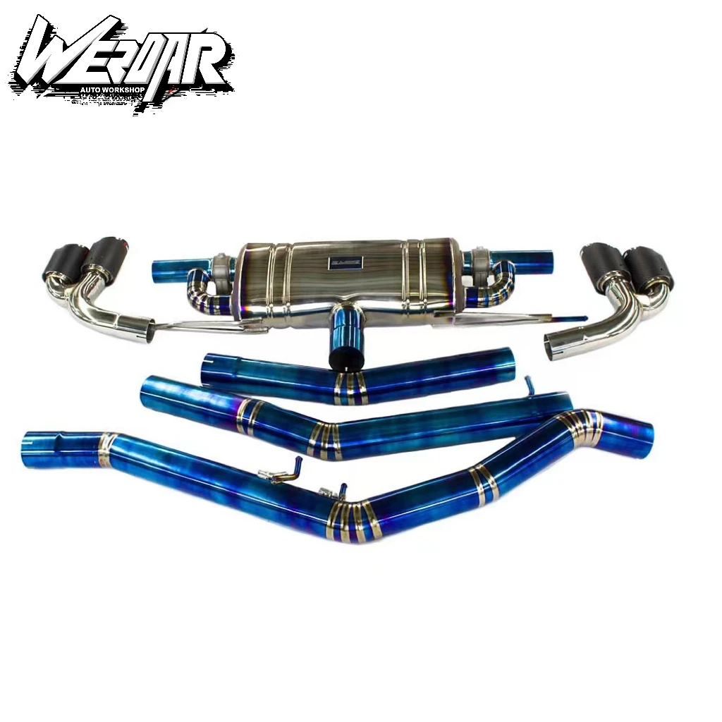 for  New Custom 304 Titanium Alloy Blue Flame Titanium Muffler Catback Car Exhaust Pipes for BMW X5 3.0