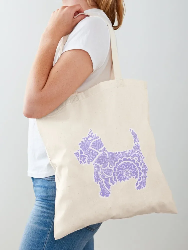 

Westie zentangle purlple 2 Tote Bag Women's shopper bag free delivery bags personalized tote Woman shopper bag
