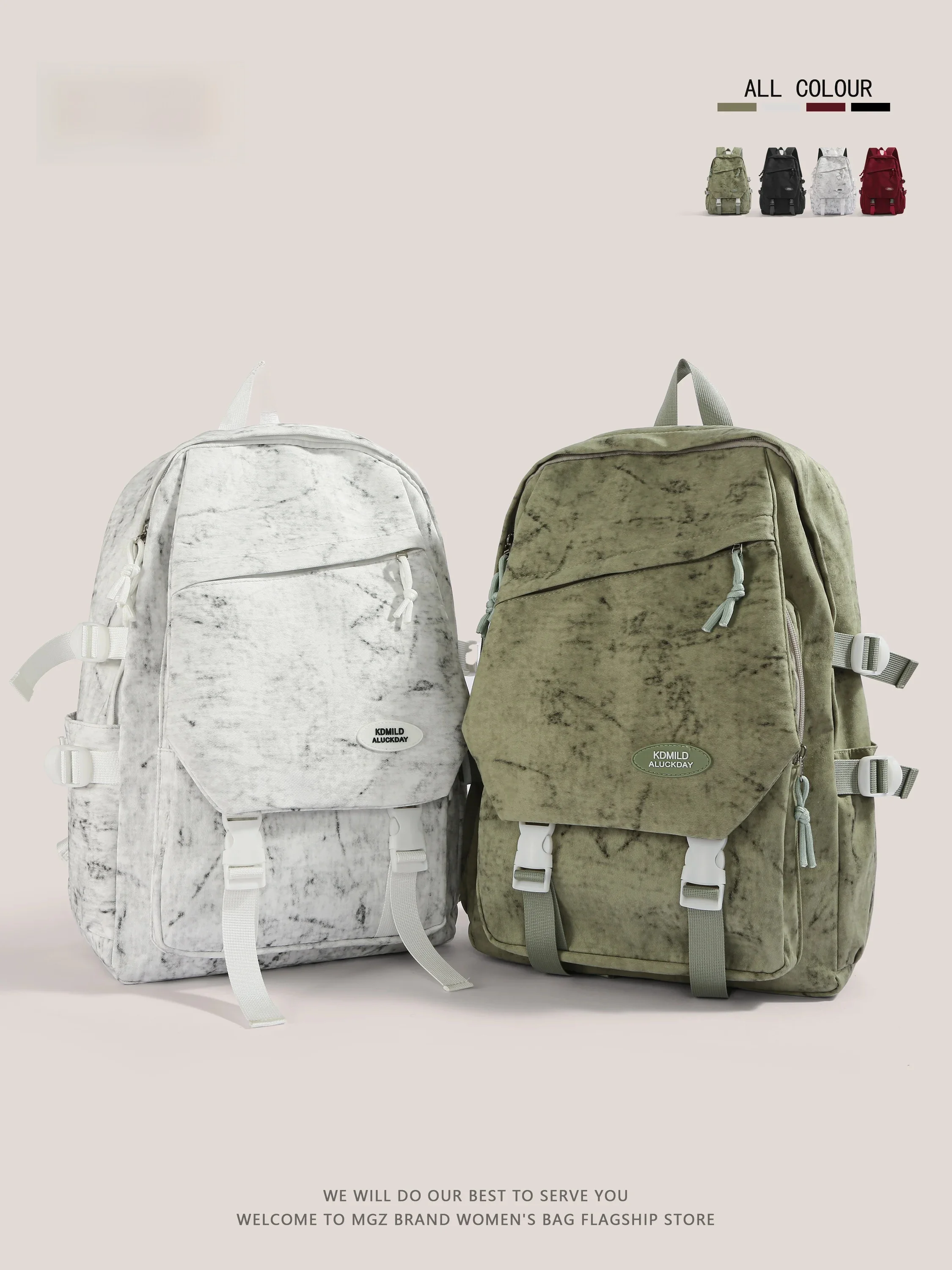 High Capacity Travel Backpack MGZ Dark Pattern Unisex Outdoor Function Style Square Shape Zipper Closure Backpack for Hiking ...