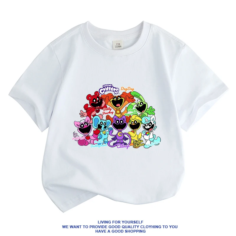 Smishings Critters Cat Kids ubranka letnie chłopcy moda t-shirt z krótkim rękawem chłopiec Catnap graficzna koszulka dla dziewczynek bawełniana koszulka