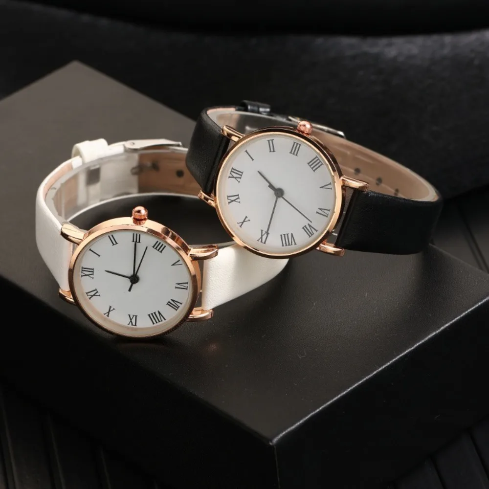 Montre-bracelet à quartz en cuir de luxe pour femme, montre-bracelet pour femme, 2 pièces