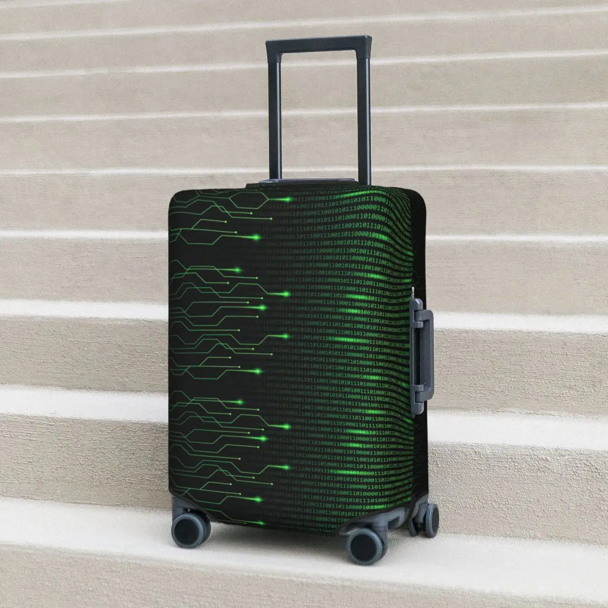

Binary Code Inside Throw Blanket And Lightweight Fleece Suitcase Cover Protection Elastic Luggage Protector Covers 18-32 Inch