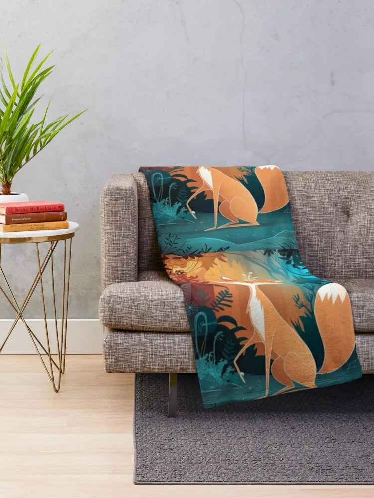 Whimsical Fox. Fantasy cute fox, magical forest, enchanting woodland, vintage fox Throw Blanket Sofa Cute Blankets