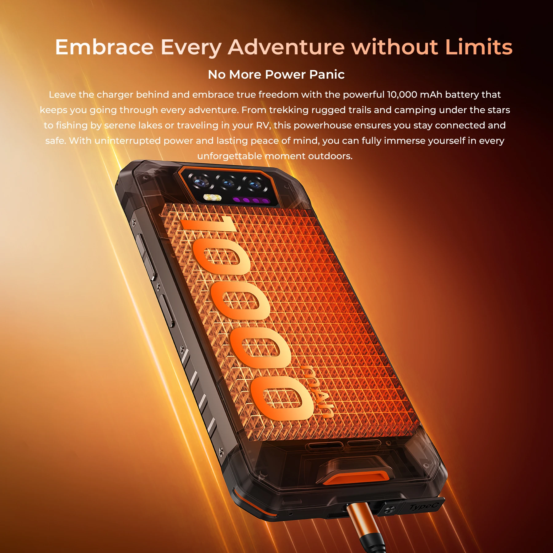 OUKITEL WP58 PRO 5G Teléfono resistente 24GB(8+16) RAM + 512 ROM, 6,7 ''HD 10000mAh 33W Android 15 NFC Teléfono móvil con lámpara de camping dual