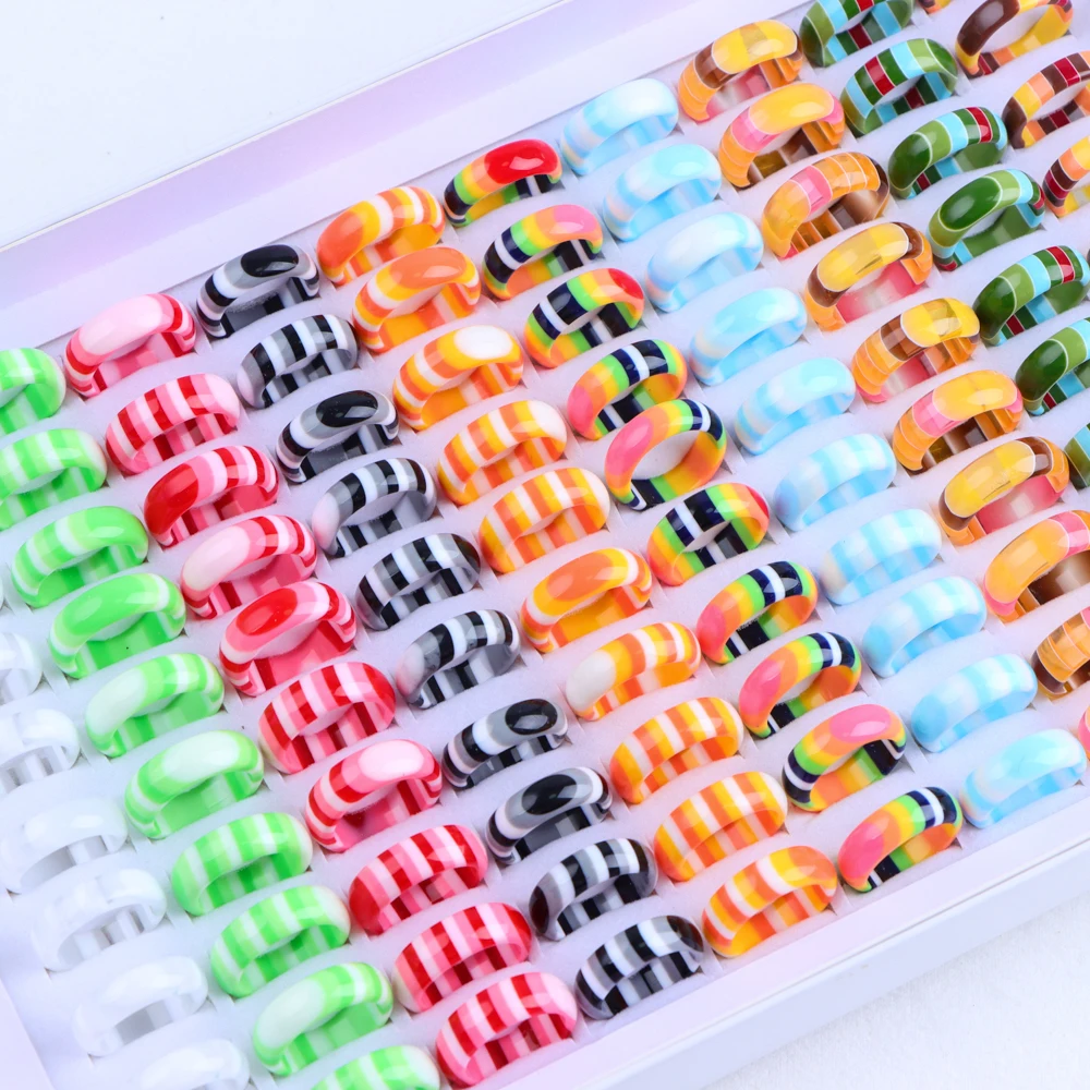 

10/20/30/50Pcs/Lot Cute Cartoon Creative Butterfly Flower Colorful Resin Rings Mixed Jelly Color For Girls Jewelry Party Gifts
