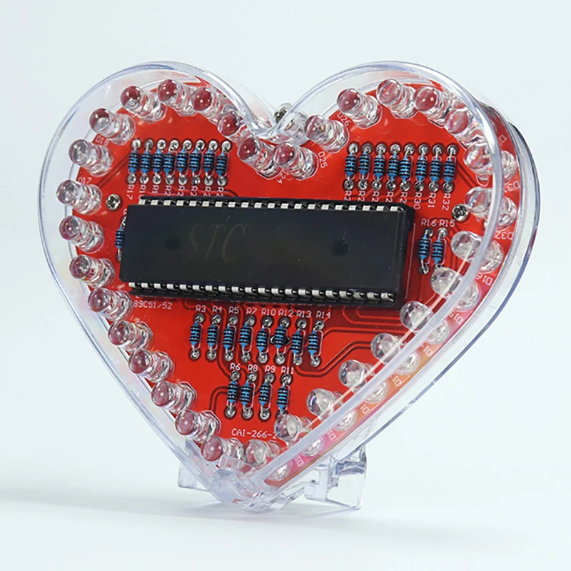 LED Heart-Shaped Flow Light DIY Electronic Kit With 32 Colorful LED Lights DIY Soldering Practice Kit Battery Powered