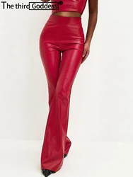 Sexy vintage black leather pants women new High Waist y2k Leather Club party streetwear pants fashion Slim harajuku PU trousers