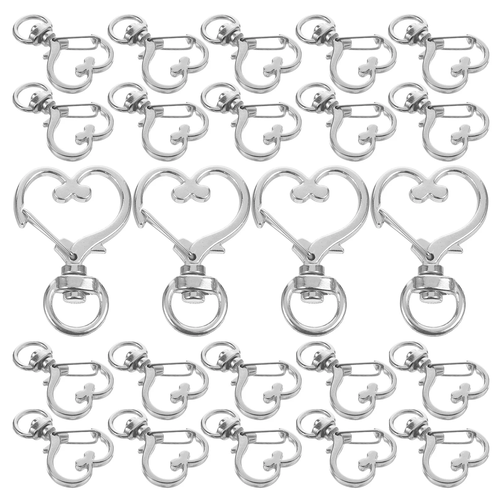 

50 Pcs Keychains Accessories Buckle Heart Ring Rings Hanging Holder Heart-shaped