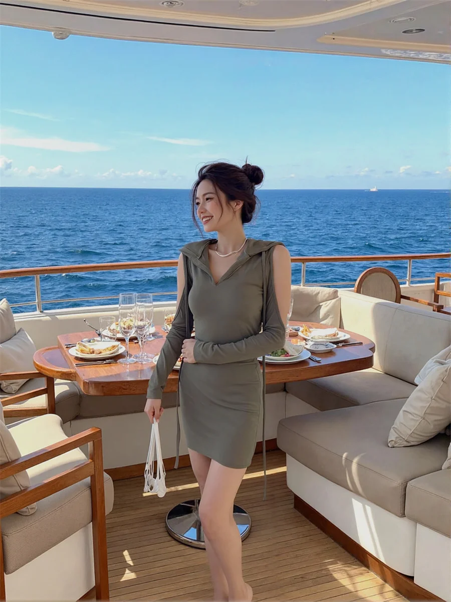 

Женское платье с длинным рукавом и капюшоном, серое, на флисовой подкладке, пушистое, зимнее, теплое, плотное, уютное, мягкое, удобное, повседневное, повседневное