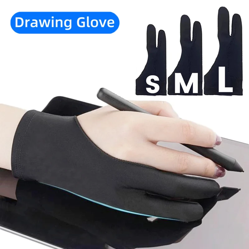 قفاز رسم مضاد للمس بإصبعين لرسومات IPad لوح رسم رسم رسم فنان لطخة قفازات رسم مقاس SML