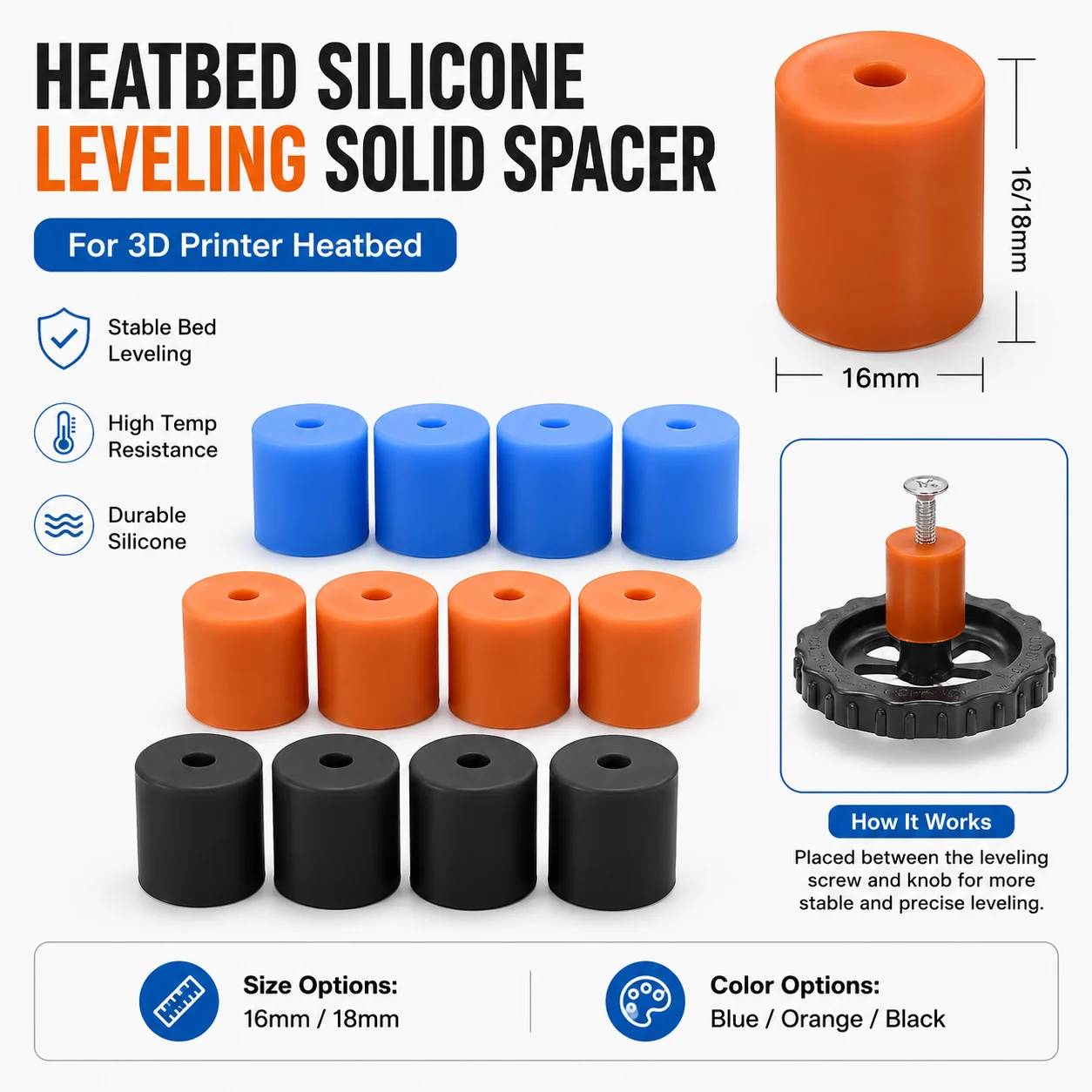 Heatbed Silicone Leveling Solid Spacer Platform Mount Column Stable Hotbed Buffer For CR-10 CR10S Ender-3 3D Printer Parts