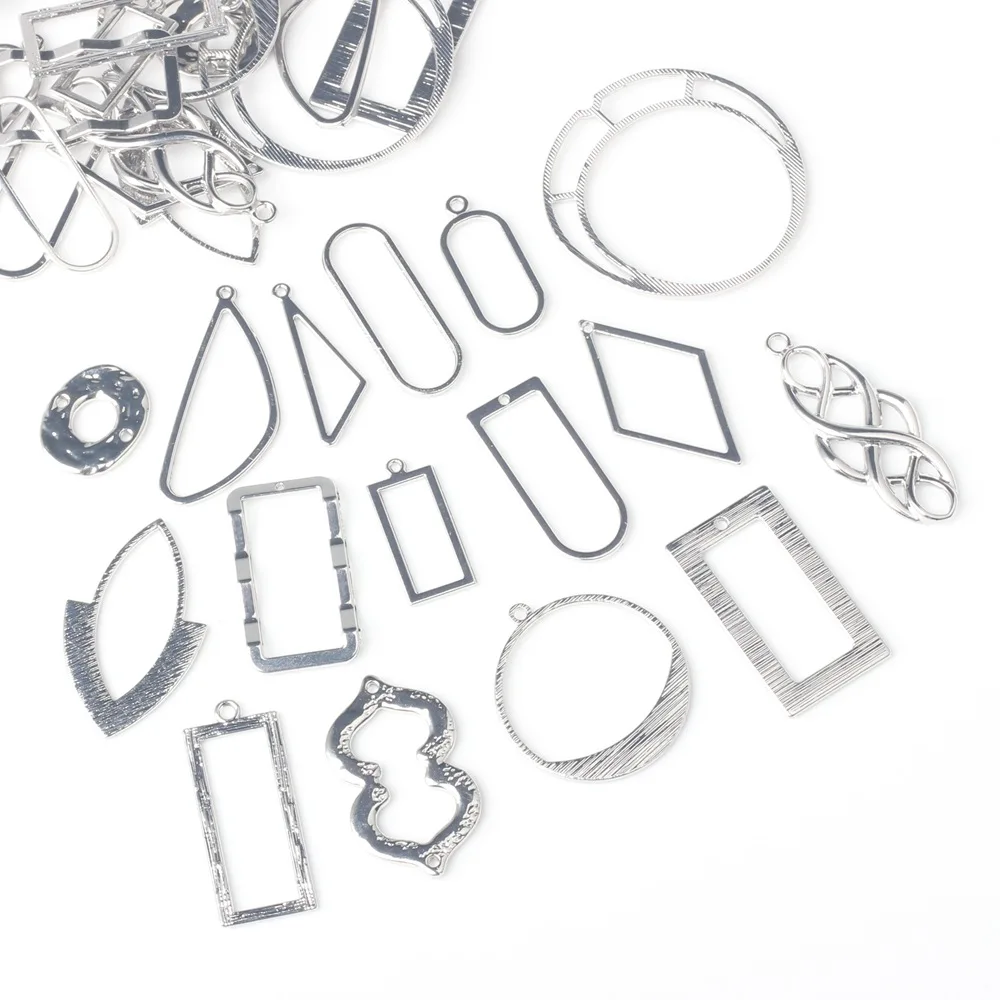 

10pcs Silver Color Pendant Charms Irregular Hollow Round Pendants Necklace Earrings Connectors Diy Jewelry Making Accessories