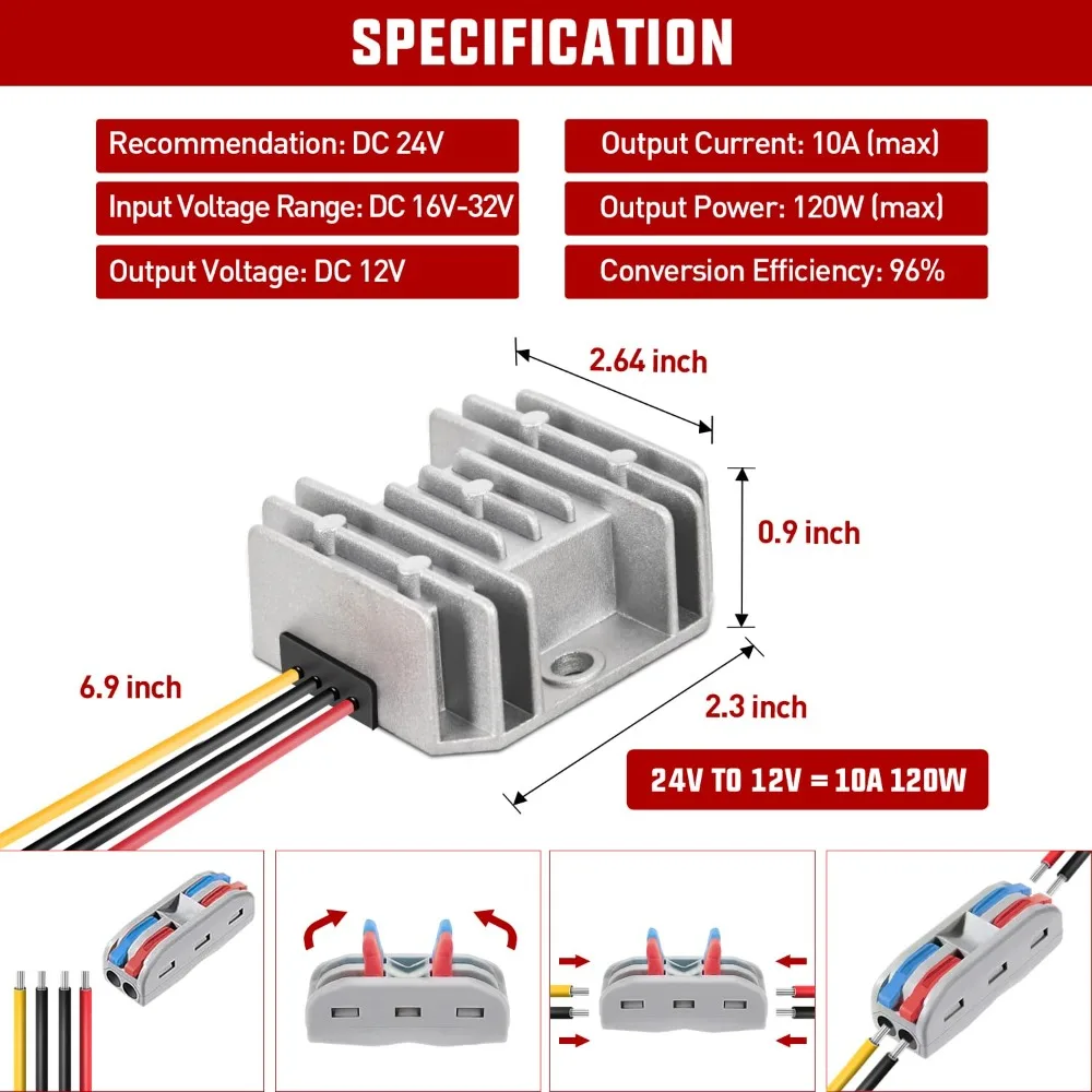 DC 24V Step Down to 12V 10A 20A Voltage Converter 36V 48V to 12V 10A 20A 30A Regulator Reducer Power Supply Transformer Module