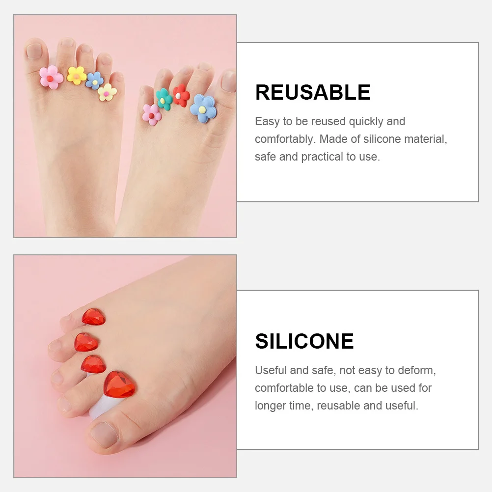 24Pcs Decorative Silicone Toe Separators Pedicure Tool Reusable Flower Comfortable Nail Polish Application