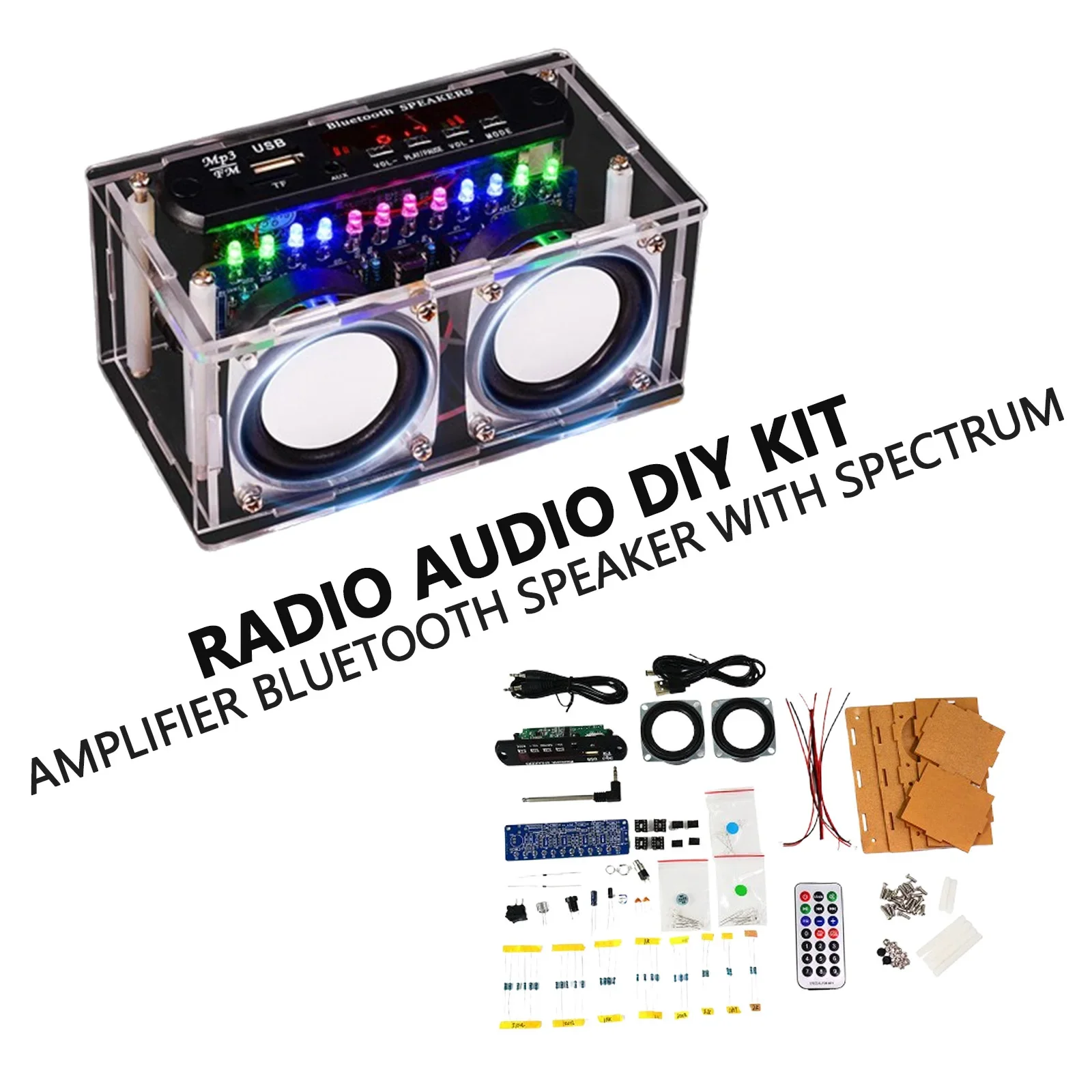 DIY Bluetooth Speaker Electronic Kit 87.5-108MHZ FM Radio DIY Soldering Project Support MMC/SD/MMA card and USB interface