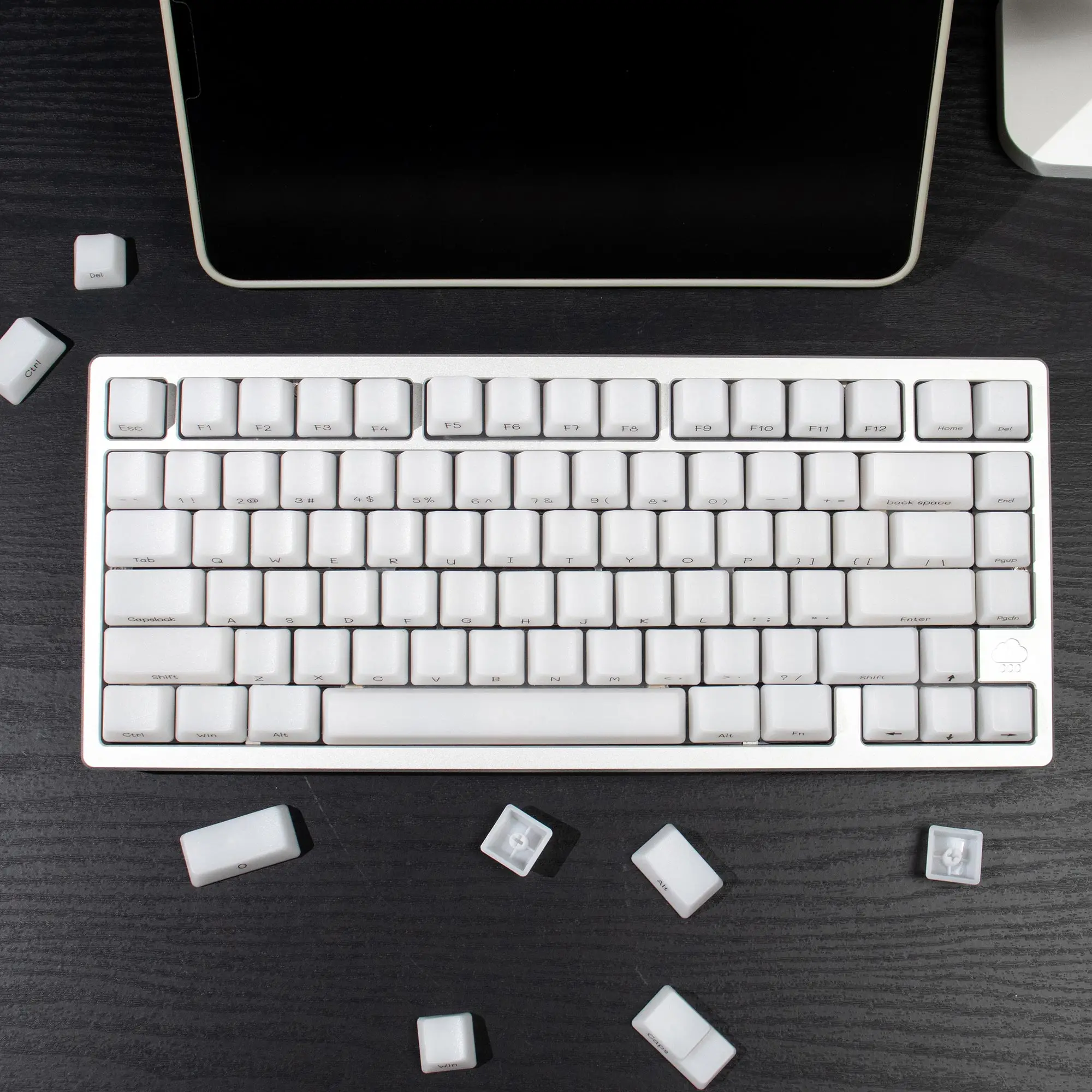 Imagem -04 - Tela de Seda Keycap Transparente Perfil Oem Keycaps Brancos para Teclado Mecânico Cherry mx 60 65 75 95 130 Teclas