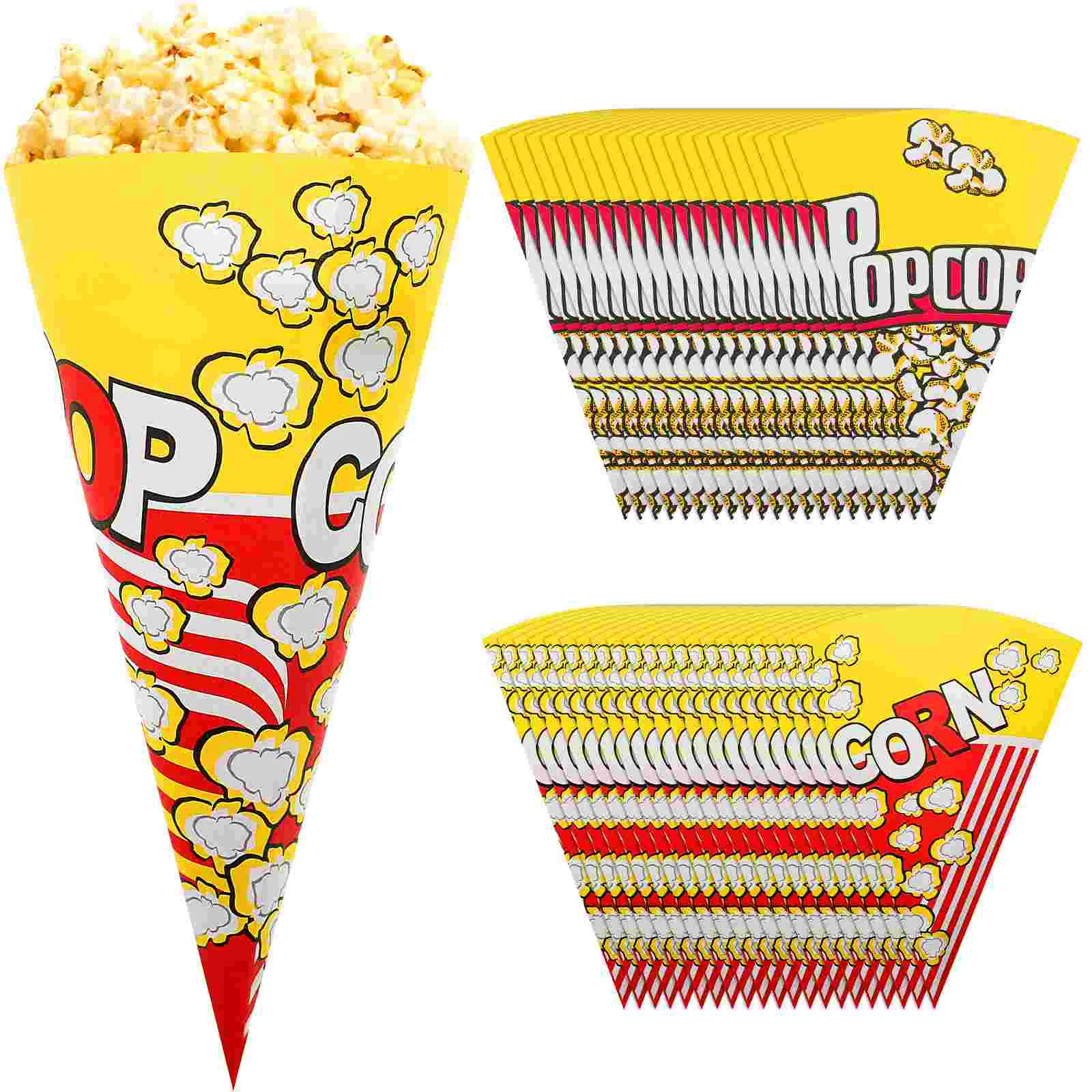 

100 Pcs Popcorn Paper Bag Snacks Pouch Cone Bags Small Containers Treats Triangle Dating Dad for Party