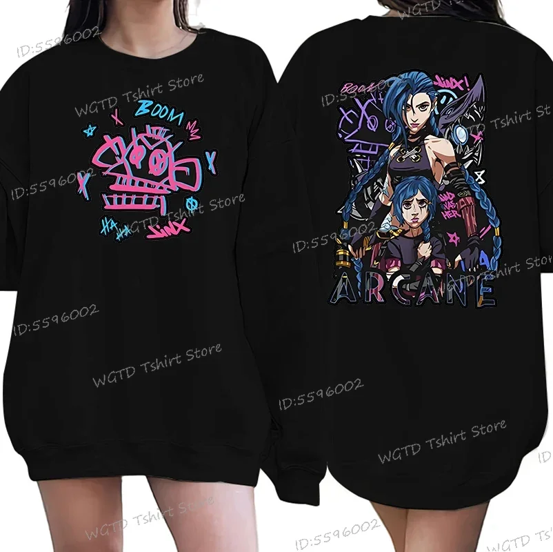 Men Women Hot Anime Arcane Sweatshirt Jumper Arcane-Jinx Gift Hip Hop Tops Sweatshirts Top Sweatshirt Harajuku Streetwear Hoodie