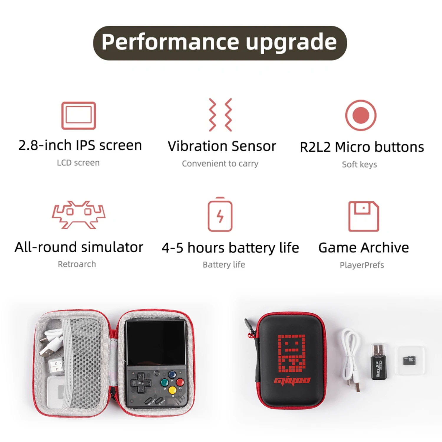 Miyoo Mini V4 Handheld Game Console Retroarch 2.8-inch IPS Screen 1900mAh Lithium Battery Open Source Linux OS Retro Gaming Mach 2