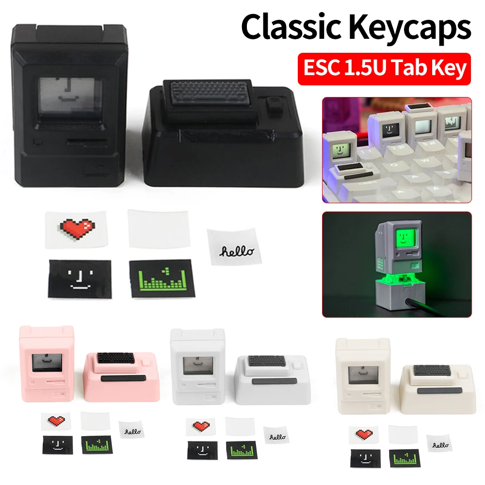 80s Retro Classic Keycaps for MAC Macintosh Style ESC+1.5U Tab Key Cap Classic ESC 1.5U Tab Key Cap Kits for Mechanical Keyboard