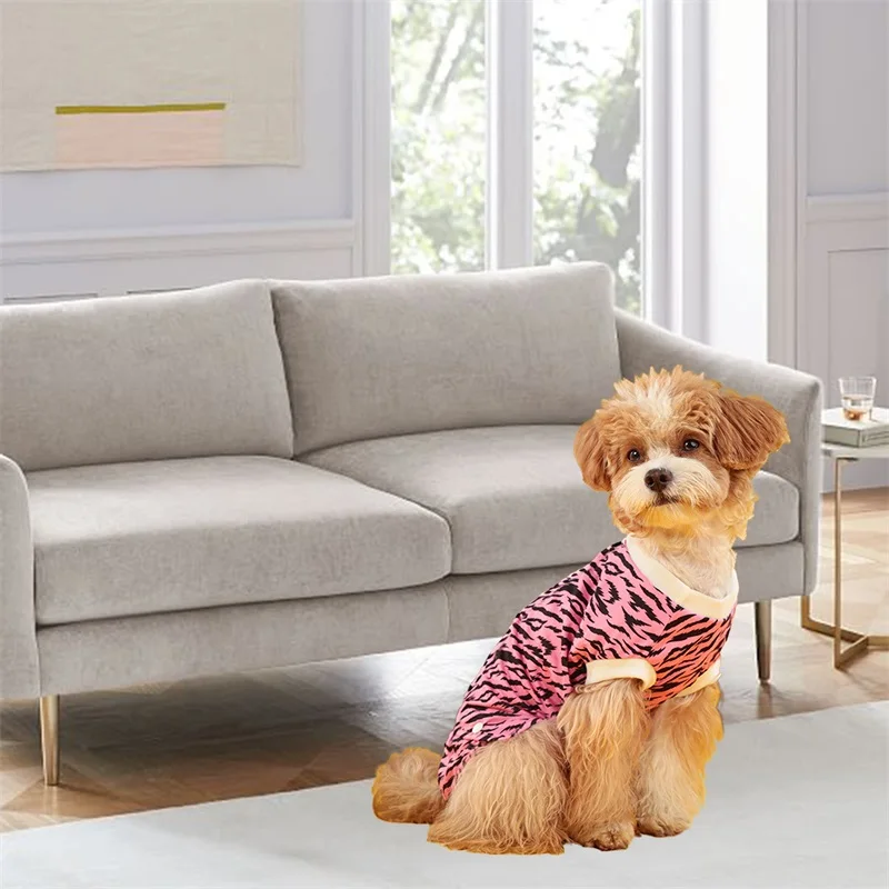 Dog Leopard Print Bodysuit Dog Surgery Suit with D-Ring Pet Clothes for Small Dogs