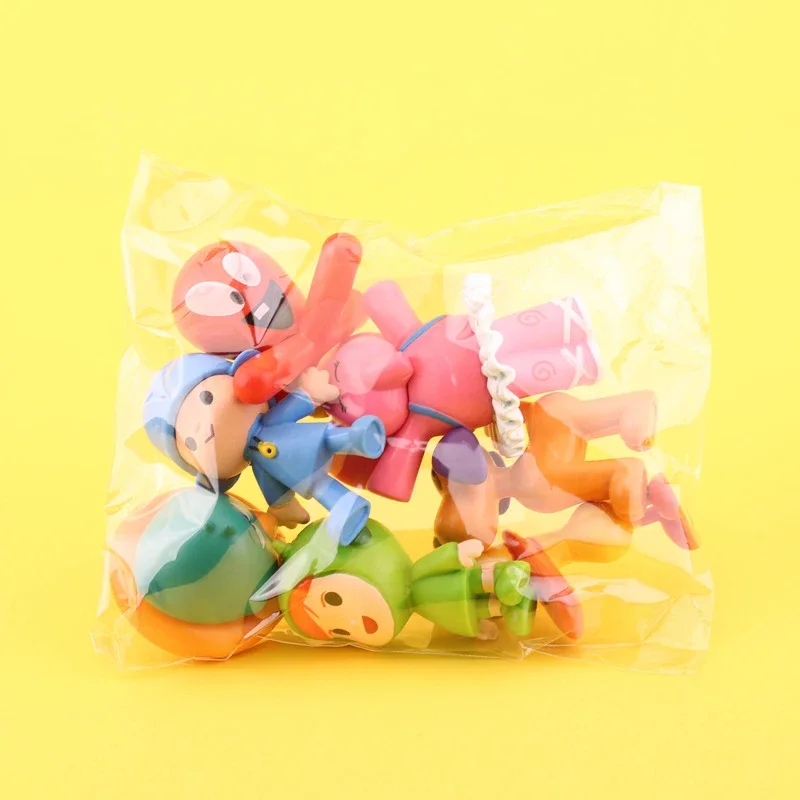 7 sztuk/zestaw Kawaii Pocoyo zabawka w kształcie zwierzątka ptak kaczka słoń lalka zabawka Model scena ozdoby Anime Cartoon śliczne figurki z pcv zabawki