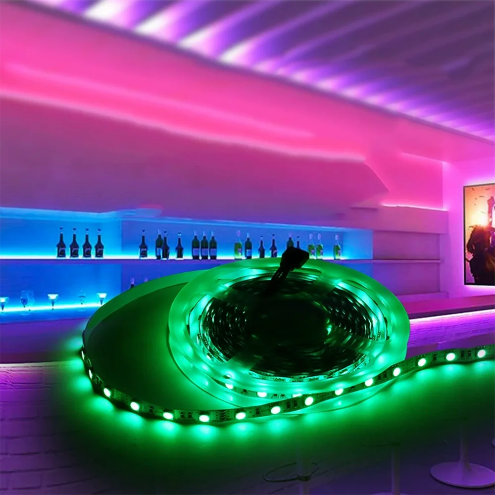 5m DC 12V 24V RGB LED Strip SMD5050 60LEDs/m 96LEDs/m Flexible LED Light Tape 8mm PCB for Decoration