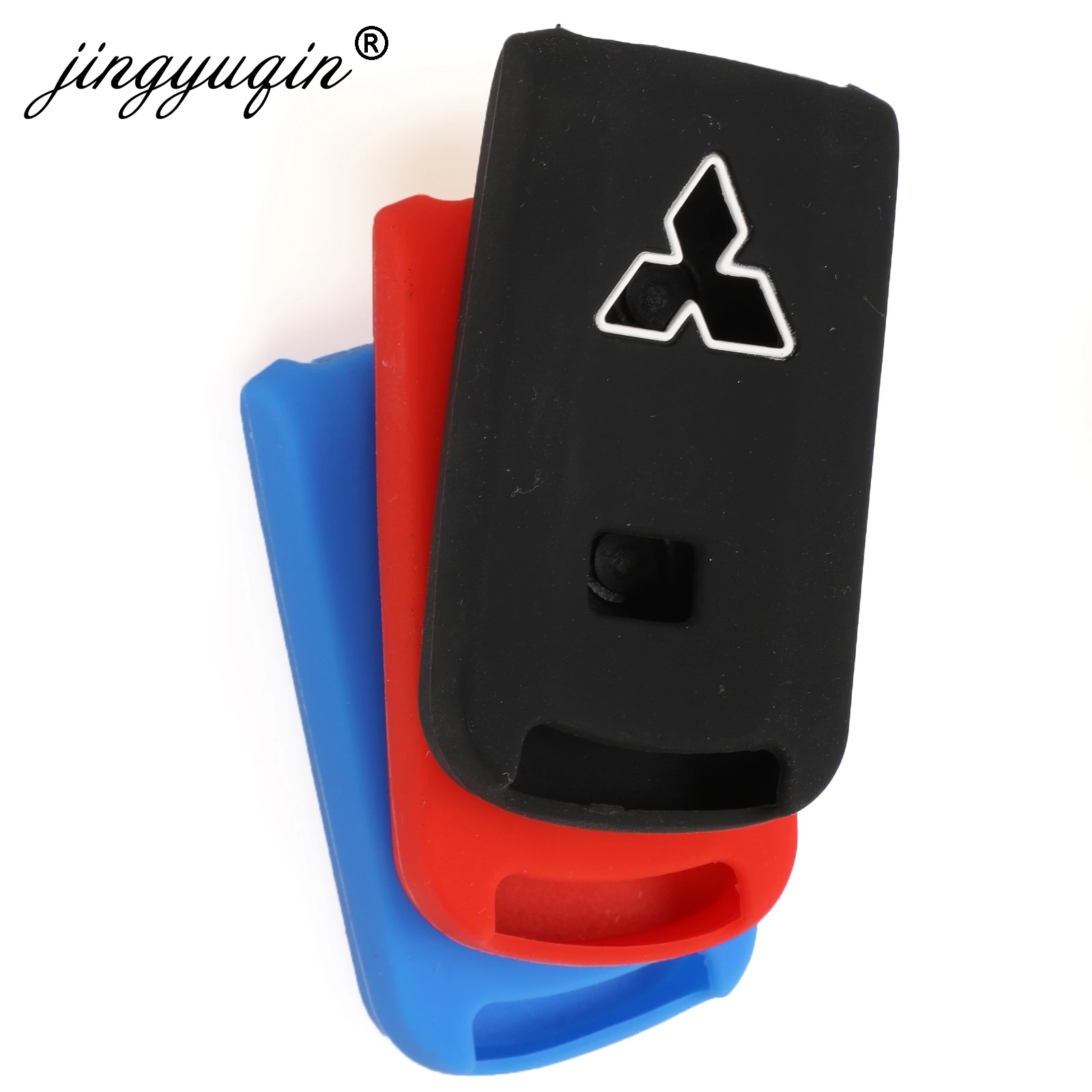 jingyuqin For Mitsubishi Outlander Lancer 10 Pajero Sport EX ASX Colt Grandis L200 Smart 3 Buttons Silicone Car Key Case Cover