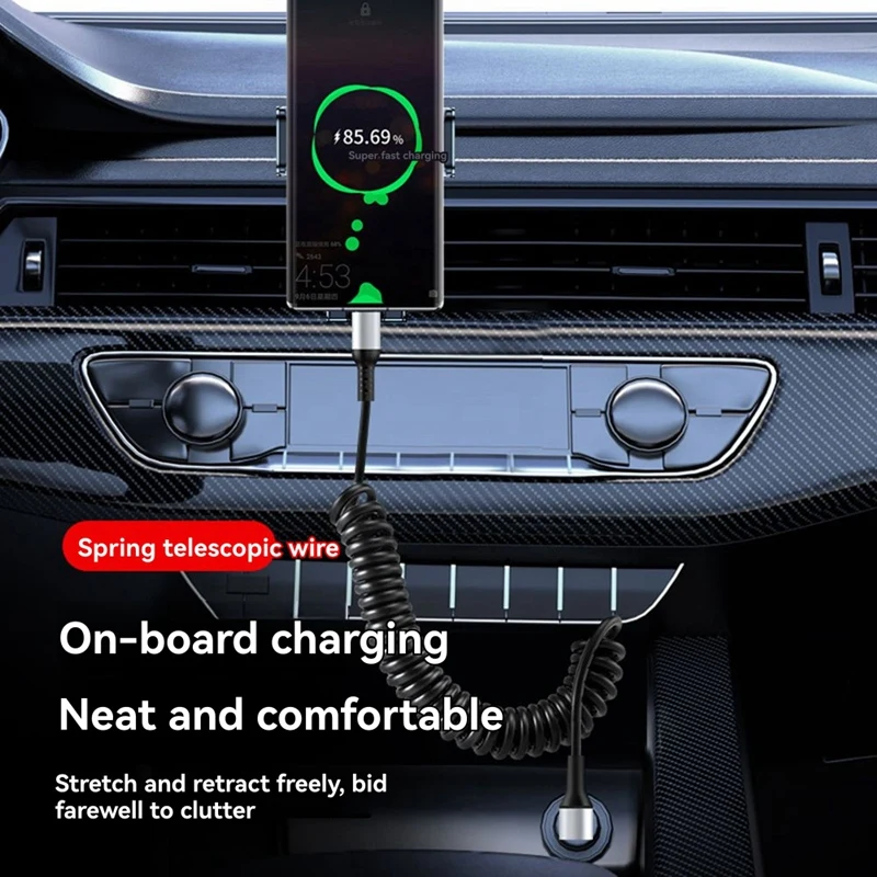 66w 90 Degree Spring Type C Cable Fast Charging Type C to Type-C Cord for 16 Type C Mobile Phone Cable