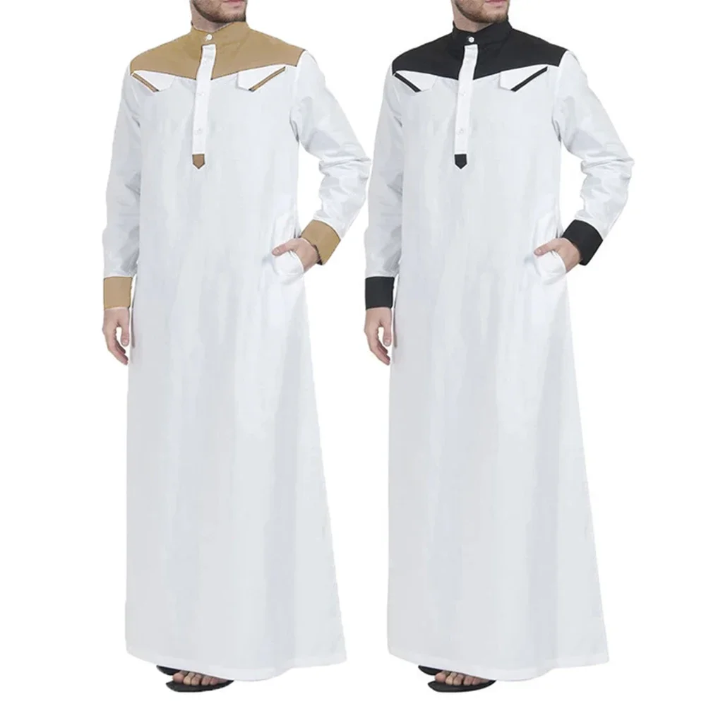 Noche Fiesta en casa Club cóctel ️bata para hombre túnica saudita ropa árabe Jubba Kaftan manga larga suelta musulmana