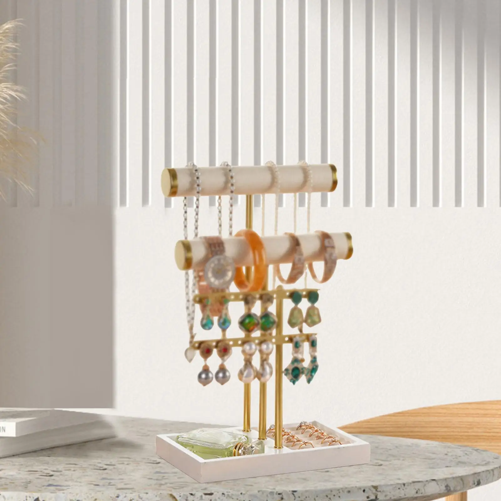 

Jewelry Organizer Gift Showcase Stable Necklace Holder Ring Tray Earring Display Holder for Dresser Retail Displays Shop Selling