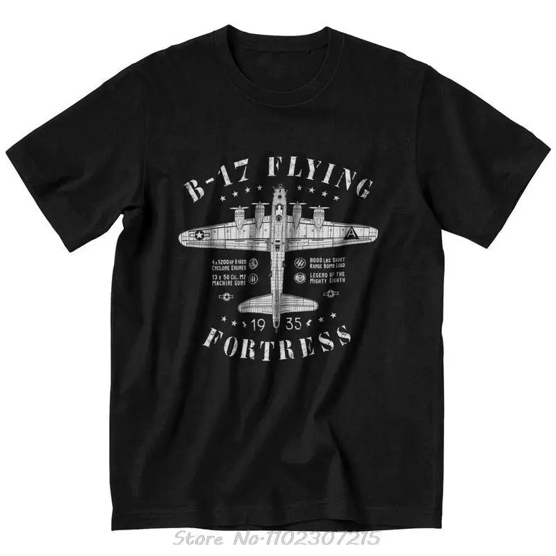 Spitfire B-17 Flying Fortress T Shirt Men Cotton Tee Supermarine Fighter Plane Pilot Aircraft Tshirts Short Sleeved T-shirt Gift