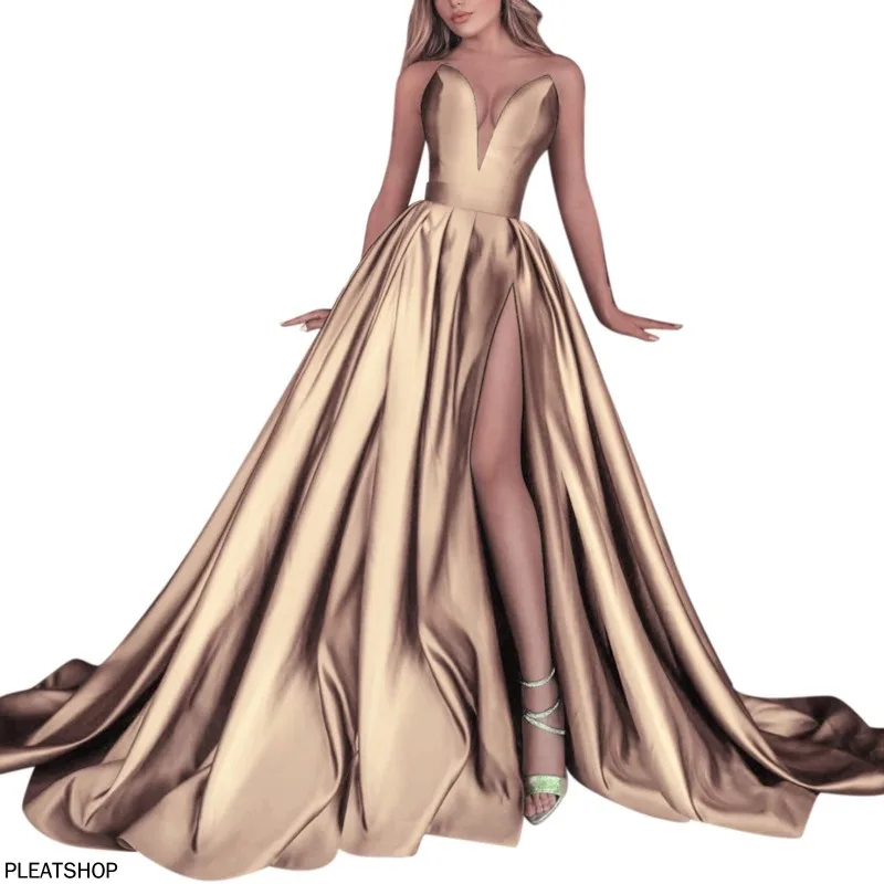 Robes de bal en Satin pour femmes, sans épaules, tempérament élégant, longue robe de soirée, longueur au sol