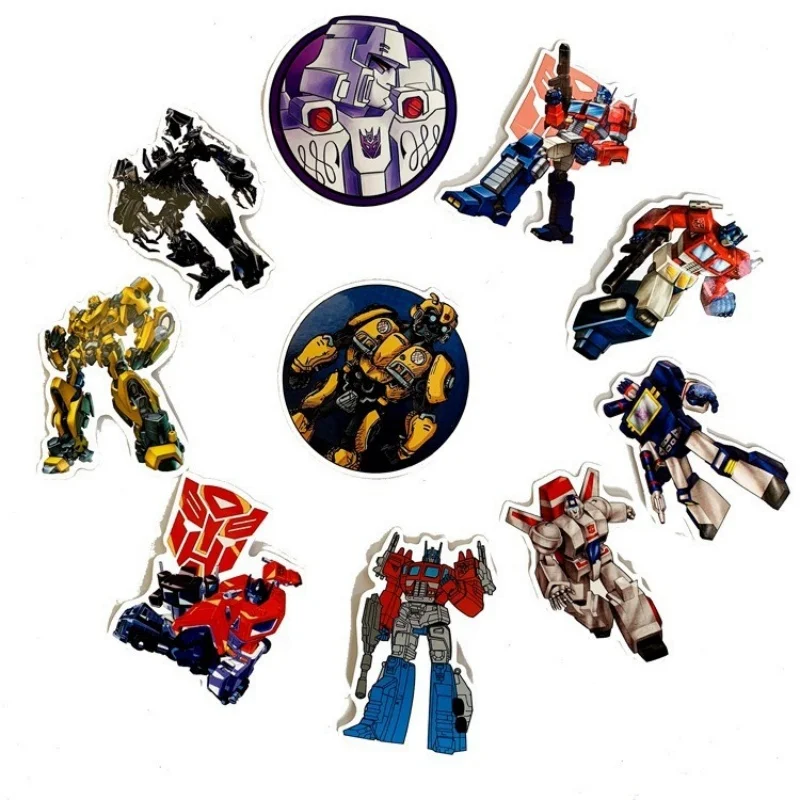 50 ชิ้นสติกเกอร์ออโต้บอท ทรานส์ฟอร์เมอร์สสำหรับแล็ปท็อปรถจักรยานยนต์รถสเก็ตบอร์ดกระเป๋าเดินทางจักรยานสติกเกอร์กันน้ำสติ๊กเกอร์ของเล่นเด็ก