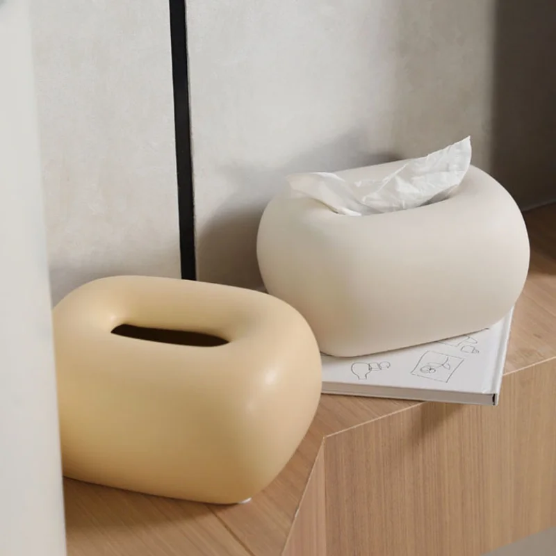 

Round Corner Tissue Box Coffee Table Desk Decoration Minimalism Ceramic Tissue Box Bedside Table Paper Towel Case Creative