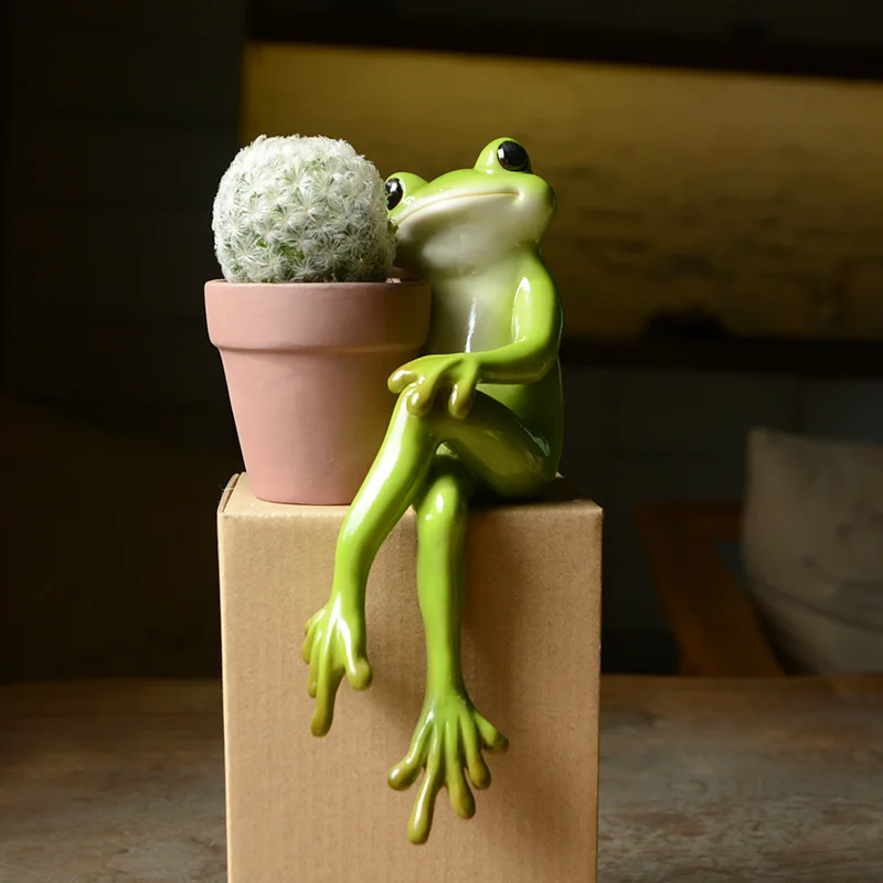 Cute Frog Flower Pot Planter Hydroponic Vase Mini Succulent Flowerpot Bonsai Cactus Ornament Home Garden Supplies Decoration