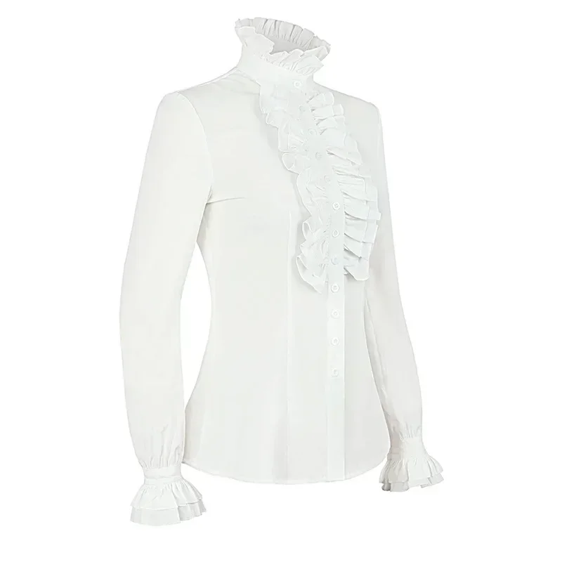 2025 2023 قمصان نسائية أوروبية وأمريكية جديدة ذات ثنيات ملابس القرون الوسطى Steam Punk Victoria Top Laydown