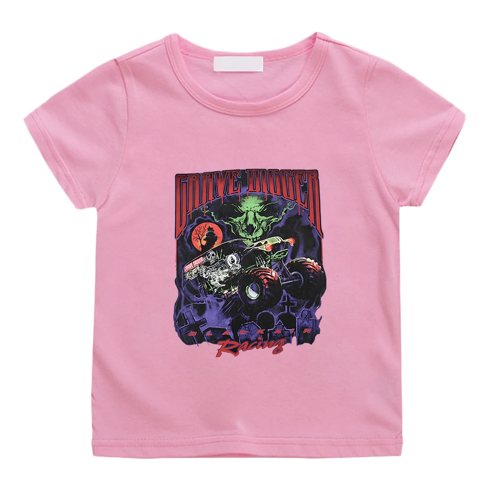 Camiseta estampada de Grave Digger para niños y niñas, camisa informal con cuello redondo, ropa de calle fresca, 100% algodón, manga corta, Verano