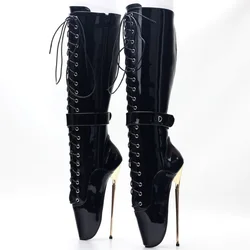 2024 New Arrival Women Knee High Ballet Boots,Sexy Man Performance Fetish Booties,Dace Shoes Botas,Side Zip,20CM Golden Heel,