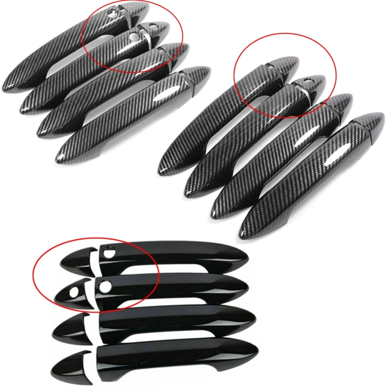 

8PCS Gloss Black/Carbon Car Side Door Handle Cover Trim Sticker For Honda Accord 9th 2013 2014 2015 2016 2017 Accessories