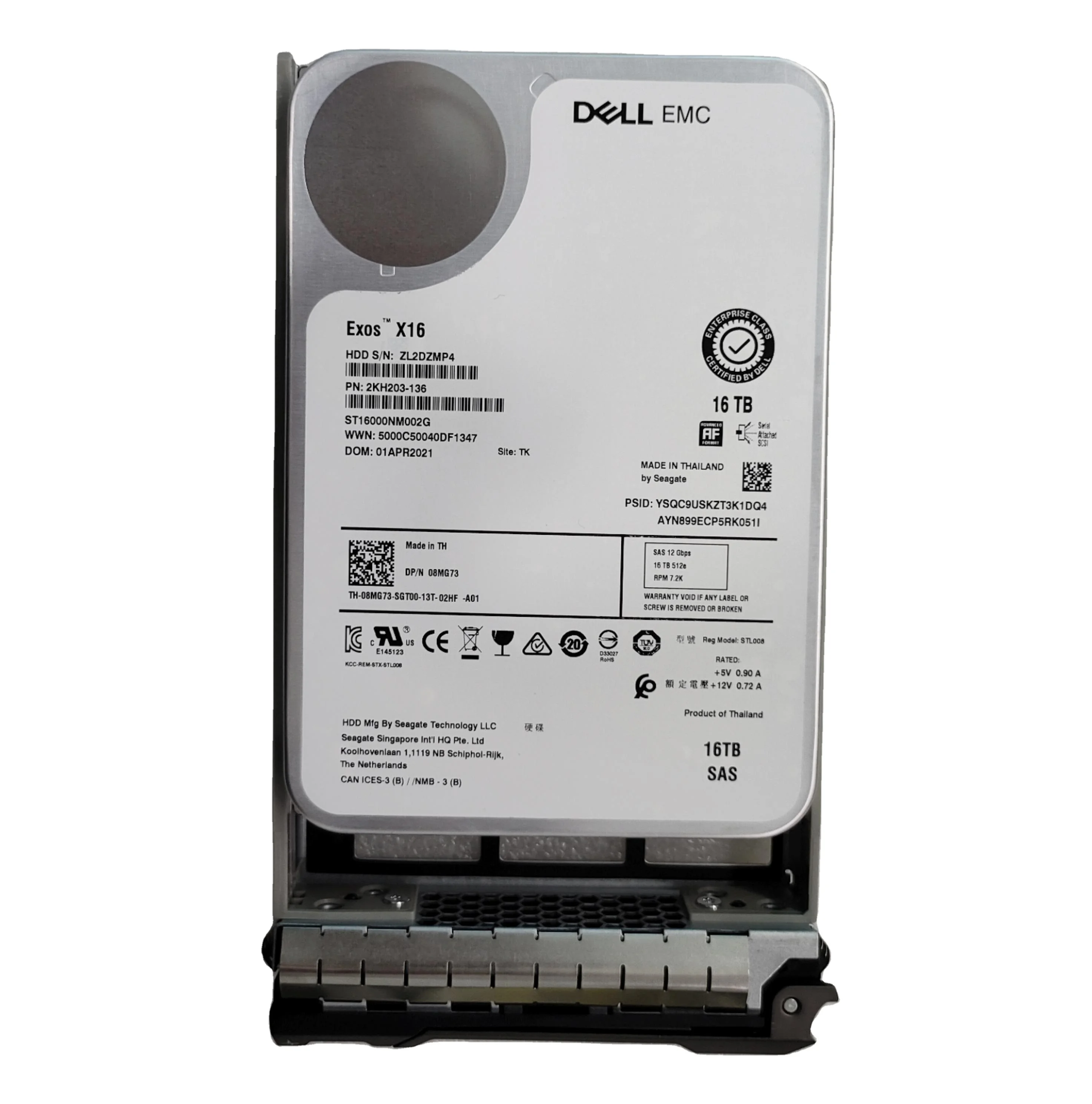 

Корпоративный жесткий диск 08MG73 8MG73 16TB SAS 7,2 K 12G 3,5 HDD