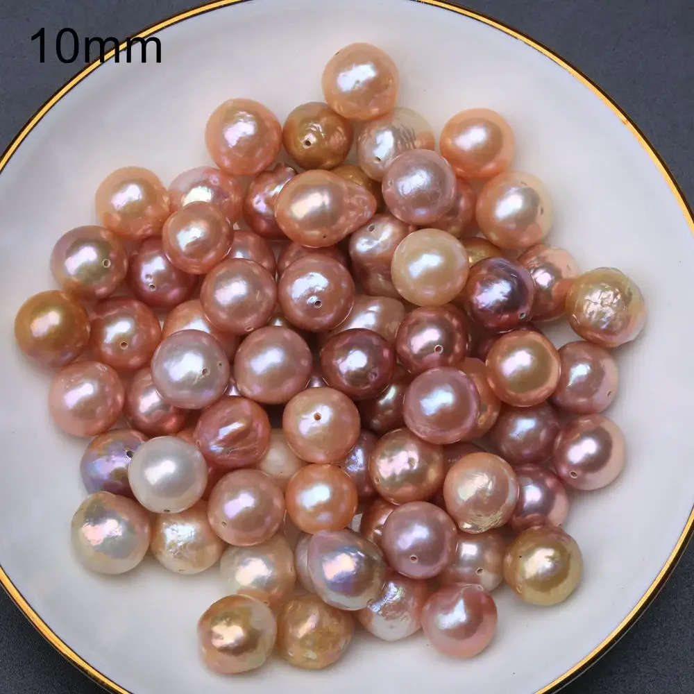 8-12MM Through Hole Edison Baroque Real Fresh Water Cultured Freshwater Colorful Pearl Beads