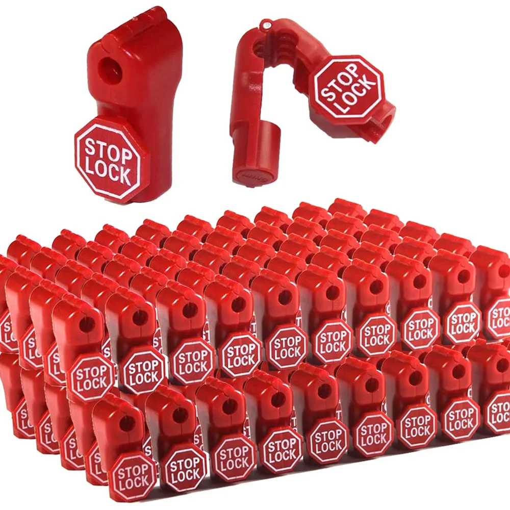 A93Z Peg Hook Lock Stop Lock 100 Pieces Plastic Red Stop Lock Anti-Theft Lock Retail Pin Hook Safety Display Hook Lock