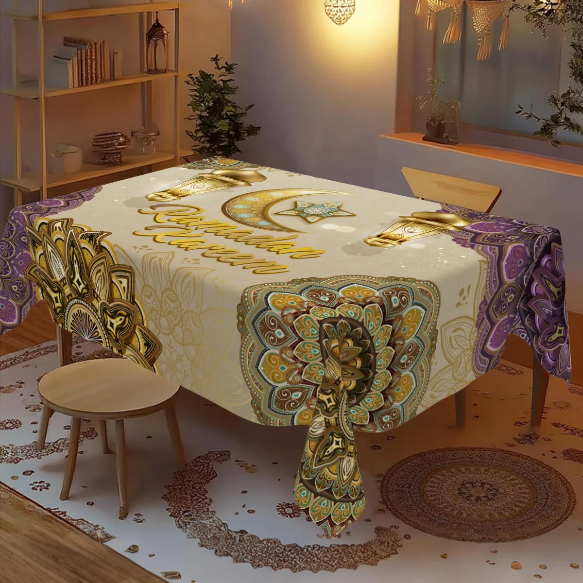 رمضان كريم مفرش المائدة القلعة غطاء الطاولة زينة رمضان للمنزل 2026 ديكور الحفلات الإسلامية هدايا عيد الأضحى #5