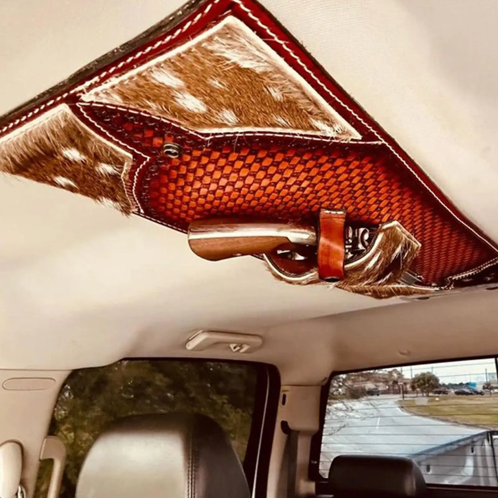 

Westernstyle Visor Organizer, PU Leather With Mesh Pocket Car Holder For Sun Visor Storage & Road Trip Organization